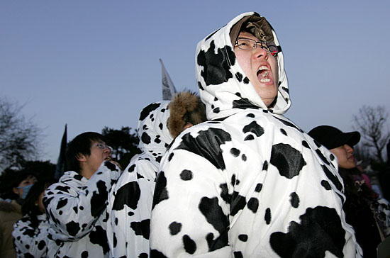 '외교통상부를 향한 함성'.[사진-통일뉴스 김주영 기자]