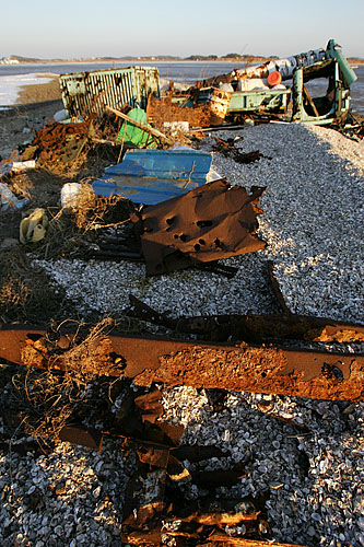 반환된 폭격장에 미군이 남기고 간 각종 쓰레기들. [사진-통일뉴스 김주영 기자]