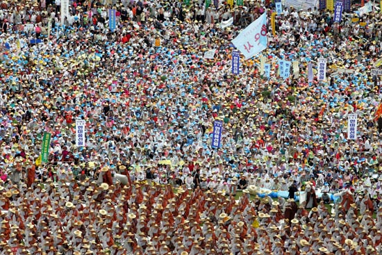 '국가인권위원회'에서 바라본 대회 모습.[사진-통일뉴스 조성봉 기자]