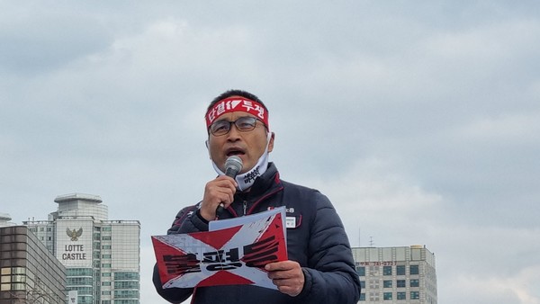 윤택근 민주노총 위원장 직무대행 [사진-통일뉴스 이승현 기자]