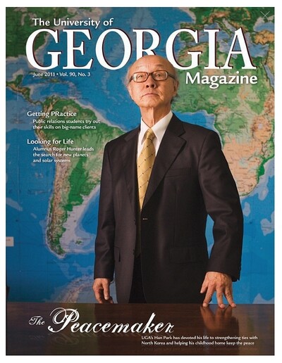 2010년 ‘간디·킹·이케다 평화상’을 수상한 박한식 교수는 2011년 [GEORGIA Magazine] 표지에 ‘피스메이커’로 소개됐다.[자료사진 - 통일뉴스]