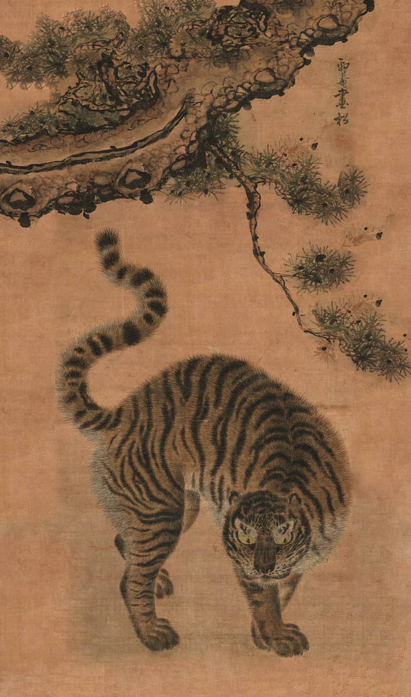 단원 김홍도/송하맹호도/비단에 수묵담채/90.4×43.8㎝/호암미술관 소장.김홍도의 대표작이자 세계에서 가장 인문학적인 호랑이 그림이다. [사진제공 - 심규섭]