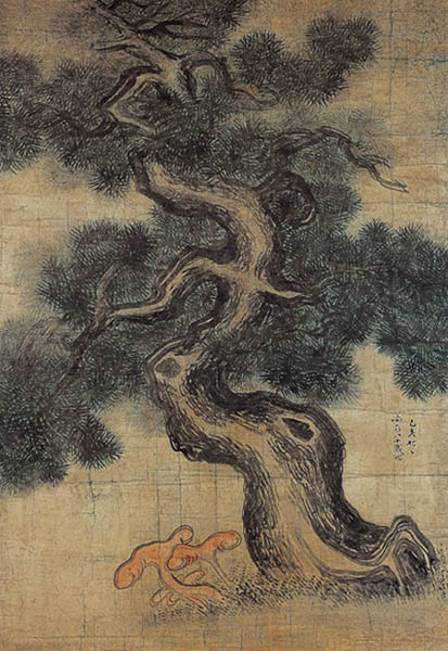 정선/노송영지도/종이에 담채/103×147cm/조선 1755년/인천시립박물관.정선은 독특한 화풍의 소나무 그림을 잘 그렸다.을해추일(乙亥秋日) 겸재팔십세작(謙齋八十歲作)이라 적힌, 겸재 정선이 80세 노년기에 그린 이 작품은 세로 147㎝에 달하는 보기 드문 대작이다. [사진 제공 - 심규섭]