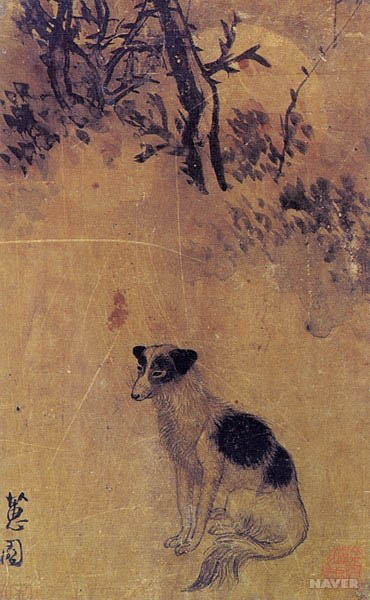 신윤복/나월불폐도(蘿月不吠圖)/비단에 수묵/세로 25.3x 가로 16cm/조선 후기(18세기)/간송미술관 소장. [사진 제공 - 심규섭]