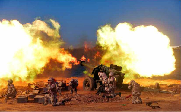 지난 6일과 8일 진행된 전선 장거리포병구분대들의 화력타격훈련 모습. [사진-노동신문 갈무리]