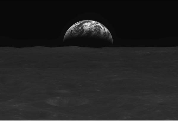 다누리호가 달 상공에서 본 지구, 2022.12.31.16:00(발사 후 149일), 달상공 119km. [사진 – 한국항공우주연구원 제공]