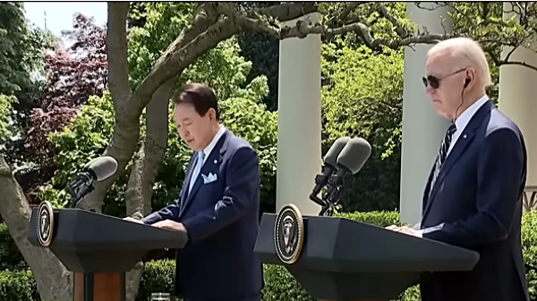 26일 백악관에서 공동 기자회견을 하는 한미 정상. [사진 갈무리-윤석열TV]