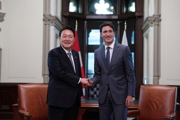 지난해 9월 23일 만난 한-캐나다 정상. [사진제공-대통령실]