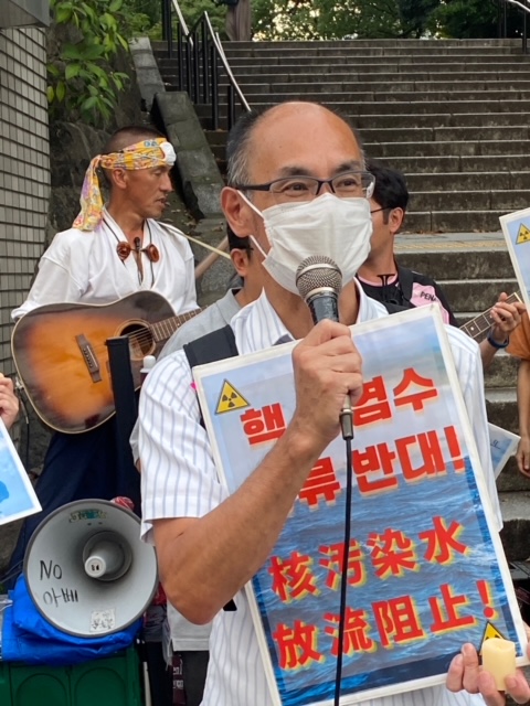 발언하는 도쿄수도노조 데라시마 유타카씨. [사진-통일뉴스 박명철 통신원]