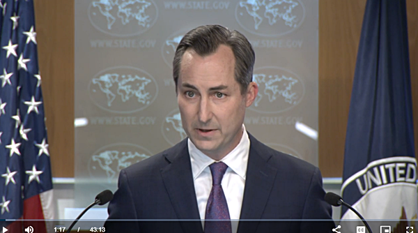 24일 브리핑하는 매튜 밀러 미 국무부 대변인. [사진 갈무리-국무부 유튜브]