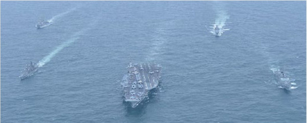 지난해 4월 한미일 연합해상훈련 [사진출처-일본 방위성]