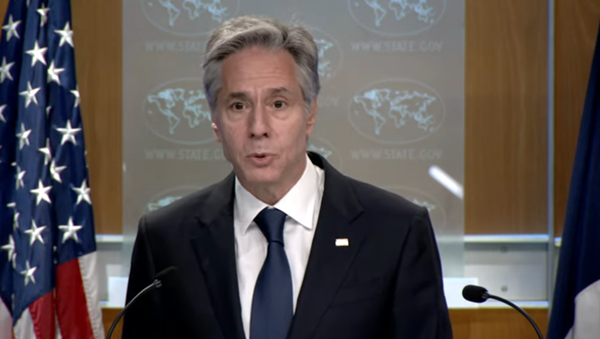 15일 기자회견를 통해 한미일 정상회의에 대해 설명하는 토니 블링컨 장관. [미 국무부 유튜브 갈무리]