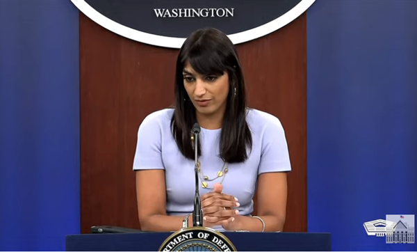 사브리나 싱 미 국방부 부대변인. [미 국방부 유튜브 갈무리]