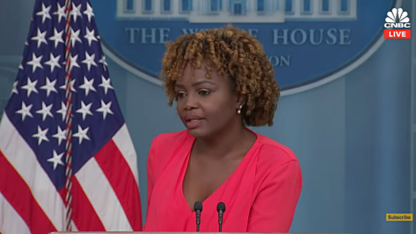 30일 브리핑하는 장-피에르 미 백악관 대변인. [사진 갈무리-CNBC 유튜브]