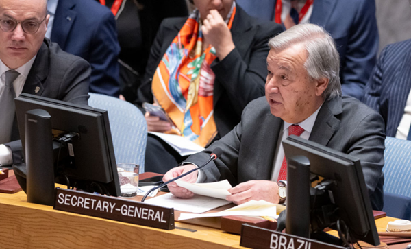 24일 안보리에서 발언하는 구테흐스 유엔 사무총장. [사진 갈무리-UN]