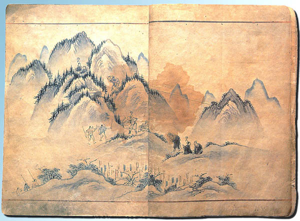 《월간창석형제급난도(月澗蒼石兄弟急難圖)》, 원화, 지본담채(紙本淡彩), 가로 21.5cm×2, 세로 29㎝. [사진 제공 – 이양재]