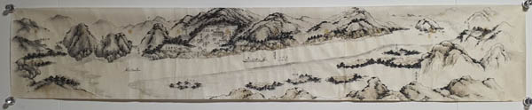 [도산서원도], 작가 미상, 조선후기, 23.3cm×128.5cm, 지본수묵담채, 개인소장. [사진 제공 – 이양재]