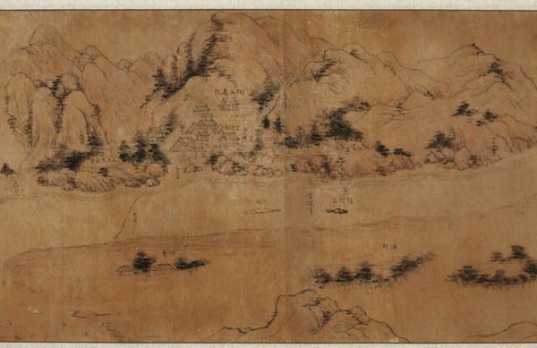 [도산서원도] 중심부, 강세황 작, 1751년, 지본수묵담채, 국립중앙박물관 소장. [사진 제공 – 이양재]