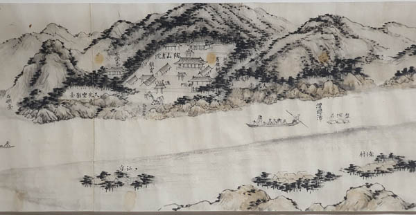 [도산서원도] 중심부, 작가 미상, 조선후기, 지본수묵담채, 개인소장. [사진 제공 – 이양재]