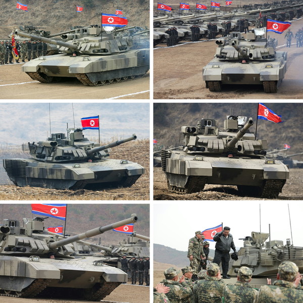김정은 위원장은 신형 주력탱크를 직접 몰아 탱크병들의 사기를 진작시켰다. [사진-노동신문 갈무리]