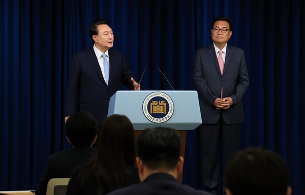 22일 윤 대통령이 신임 비서실장을 직접 발표했다. [사진제공-대통령실]