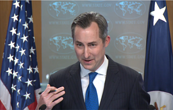 22일 브리핑하는 매튜 밀러 미 국무부 대변인. [사진 갈무리-미 국무부]