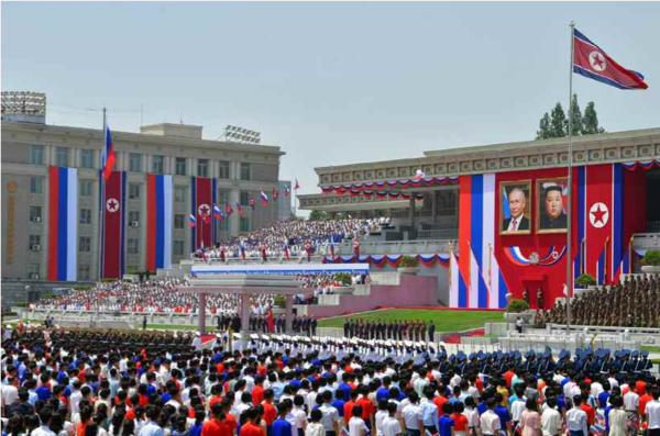김일성광장 환영식 [사진-노동신문 갈무리]