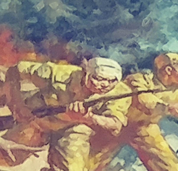 리쾌대, 1955년, 「대대장고지 방어전투」 부분도.