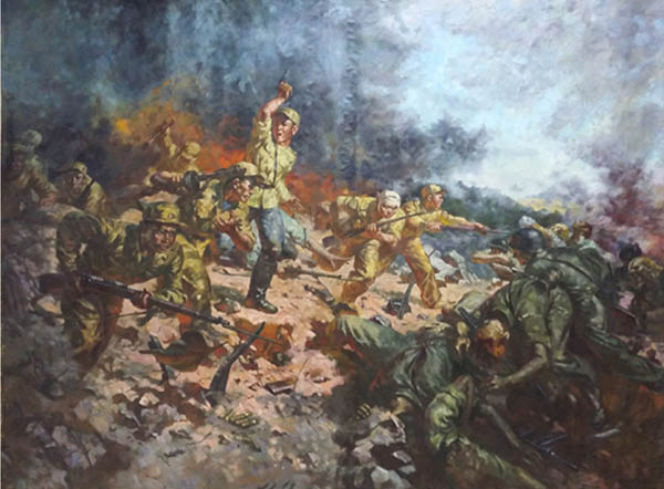 리쾌대, 「대대장고지 방어전투」, 유화, 1955년, 291X218cm. [사진 제공 – 이양재]