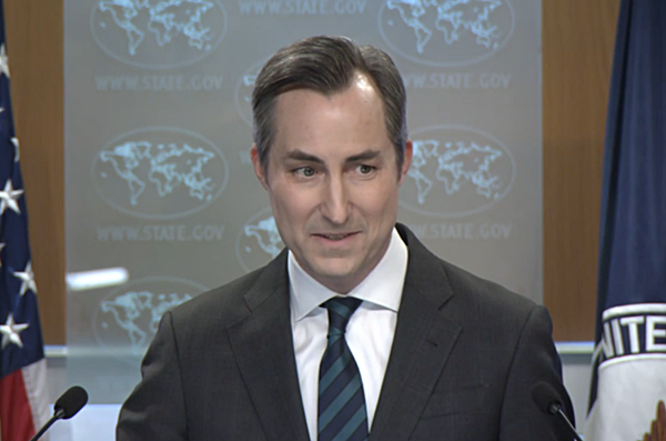 26일 브리핑하는 밀러 미 국무부 대변인. [사진 갈무리-미 국무부]