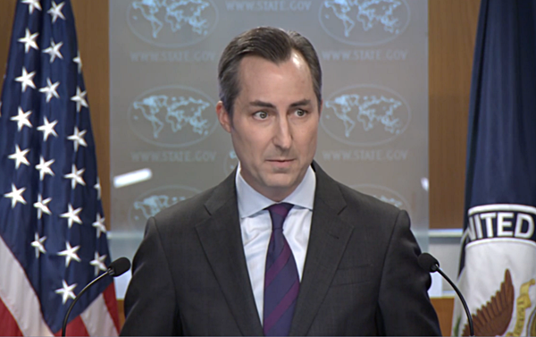 24일 브리핑하는 밀러 미 국무부 대변인. [사진 갈무리-미 국무부]