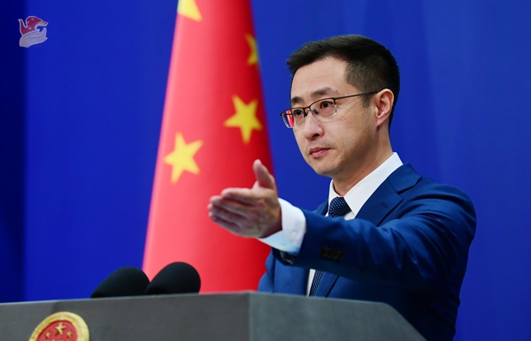 1일 브리핑하는 린젠 중 외교부 대변인. [사진 갈무리-중 외교부]