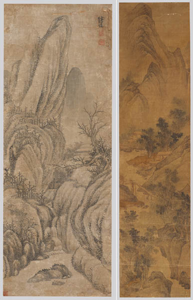 ①「신덕린 필 산수도(왼쪽) 와 ②「전 신덕린 필 산수도」. [사진 제공 – 이양재]