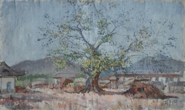 「농촌풍경」③, 리쾌대, 유화, 1956, 가로58cm×세로35.5cm. [사진 제공 – 이양재]