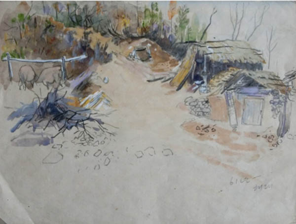 「산골짜기」, 리쾌대, 유화, 1961, 가로24.3cm×세로18.3cm. [사진 제공 – 이양재]