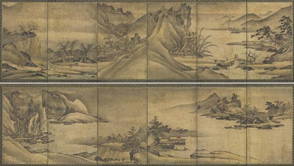 『사계산수도(四季山水圖)』 6곡병, 1쌍(2점), 미국 클리블랜드박물관 소장. [사진 제공 - 이양재]