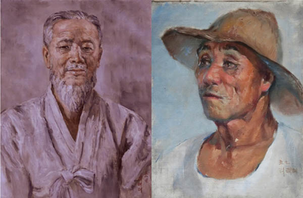 「로인 초상」. 리쾌대, 유화, 1956, 34×45.5cm. / 리쾌대, 유화, 1957, 23.3×30.2cm. [사진 제공 – 이양재]