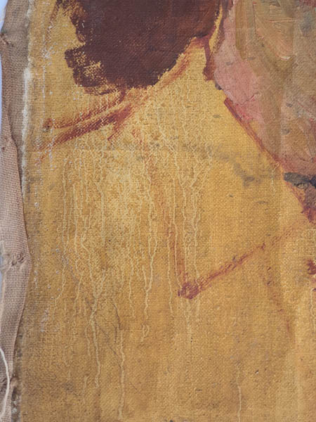 「로동자」① 부분. 그림을 그리며 물감이 흘렀다. [사진 제공 – 이양재]