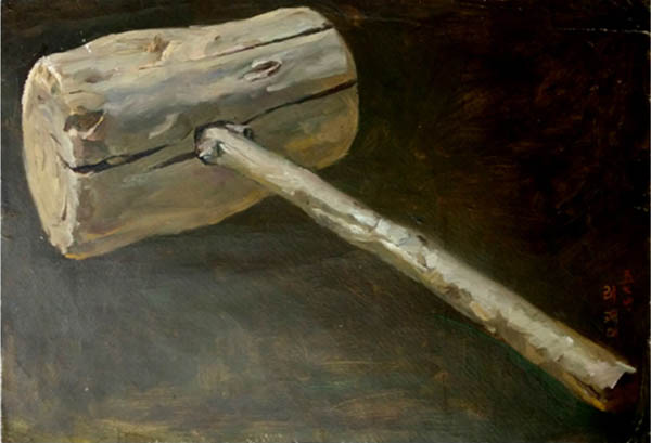 「망치」. 리쾌대, 1956년, 유화, 사회주의 사실주의를 보여 준다. [사진 제공 – 이양재]