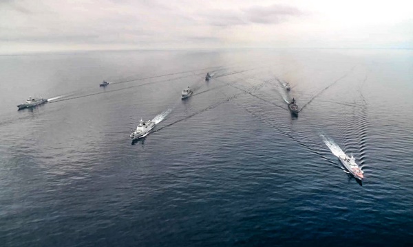 지난해 7월 중.러가 동해에서 실시한 해군 연합 훈련. [사진 갈무리- 중 글로벌타임스]