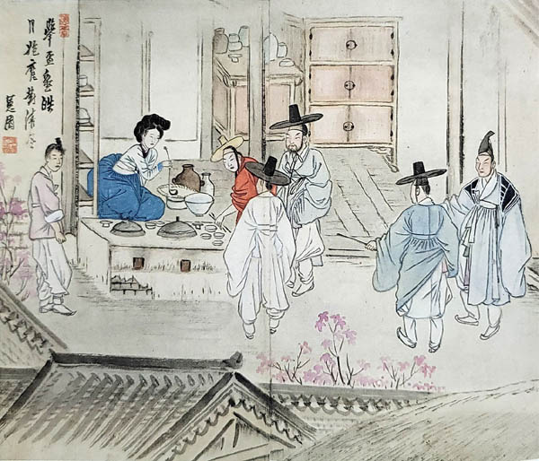 혜원 신윤복/주사거배/종이에 담채/28.2*35.6/조선 후기/간송미술관 소장. [사진 제공 – 심규섭]