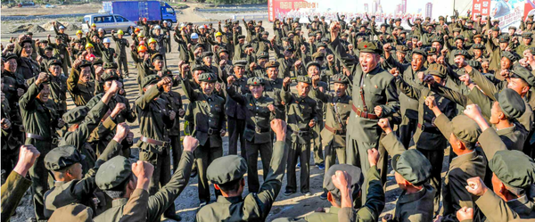 자강도 피해복구현장에서 무인기 침범과 삐라살포에 대한 규탄 모임이 있었다. [사진-노동신문]