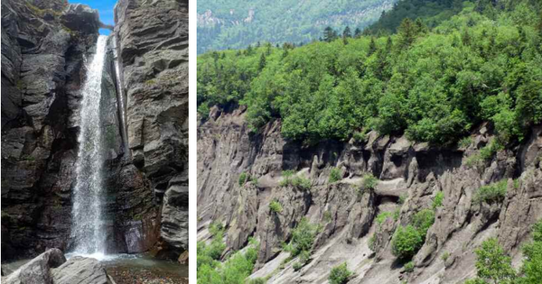 백두폭포와 천군바위 [사진-노동신문]