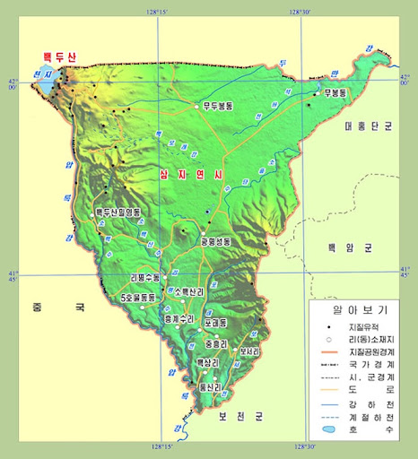 백두산지질공원 지도 [사진-내나라]
