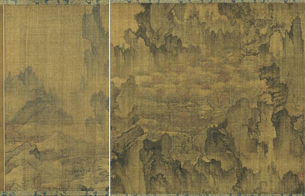 현실 세상 부분(왼쪽)과 「몽유도원도」의 도원 부분. [사진 제공 – 이양재]