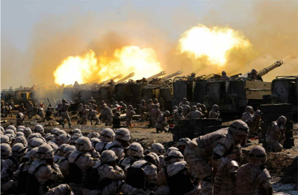 북 포병련합부대의 포사격연습 [사진-노동신문]