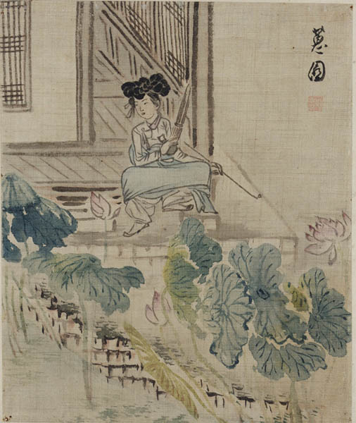 연못가의 여인/신윤복/비단에 채색/28.2×29.7cm/18세기/국립중앙박물관. [사진 제공 – 심규섭]