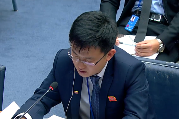 21일 유엔총회 제1위원회에서 발언하는 북한 대표. [사진 갈무리-UN 웹TV]