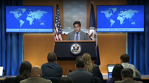 22일 브리핑하는 파텔 미 국무부 수석부대변인. [사진 갈무리-미 국무부 유튜브]