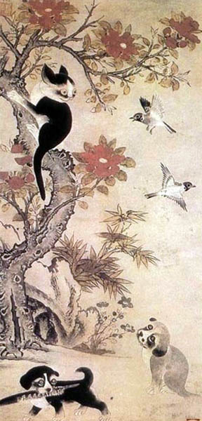 조선 중기, 이암의 고양이와 개 그림이다. 여기서 고양이와 개는 민본정치의 주역인 왕, 관료, 선비, 성리학을 의미한다. 고양이가 쥐를 잡고, 개가 도둑을 잡듯이 왕과 관료, 선비는 백성의 삶을 위해 존재한다는 지극히 정치적인 그림이다. 참새는 내면의 즐거움이니, 왕과 선비는 민본정치를 하는 것을 통해 얻는 명예를 최고의 즐거움, 쾌락, 가치로 삼아야 한다는 말이다. [사진 제공 - 심규섭]